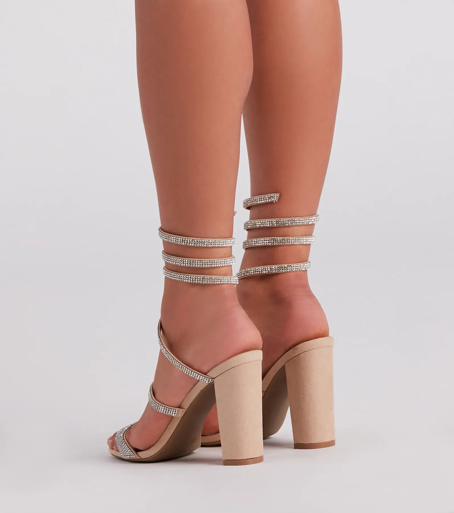 Fancy Gal Rhinestone Spiral Block Heels - Image 16