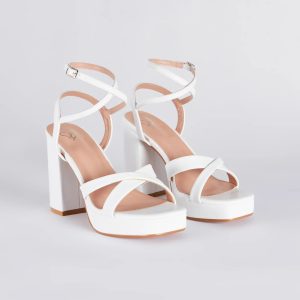 Criss Cross And Tell Platform Block Heels