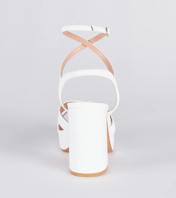 Criss Cross And Tell Platform Block Heels - Image 4