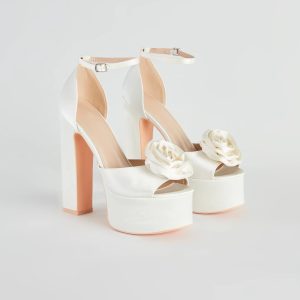 Fashion Strut Satin Rose Platform Heels