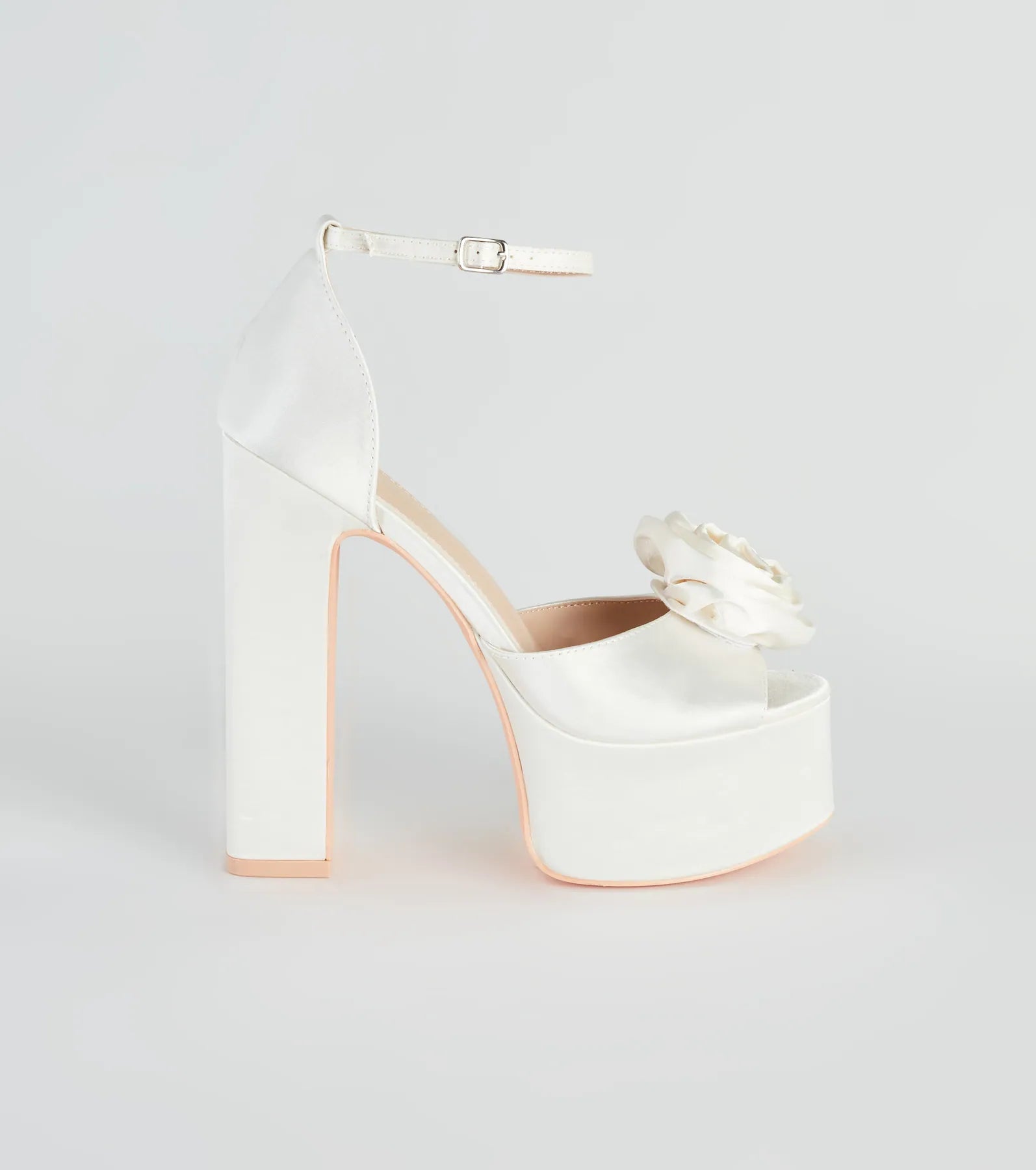 Fashion Strut Satin Rose Platform Heels - Image 2