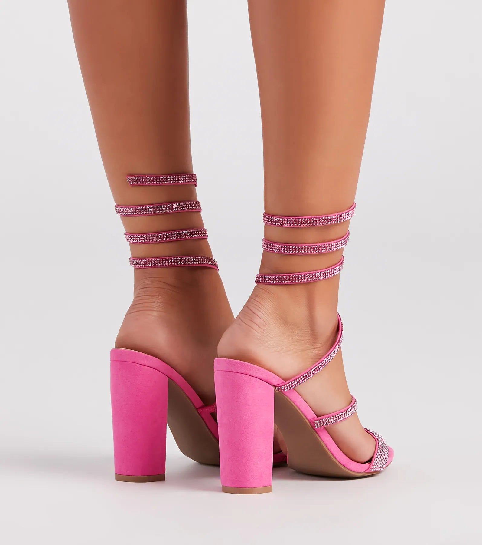 Fancy Gal Rhinestone Spiral Block Heels - Image 4