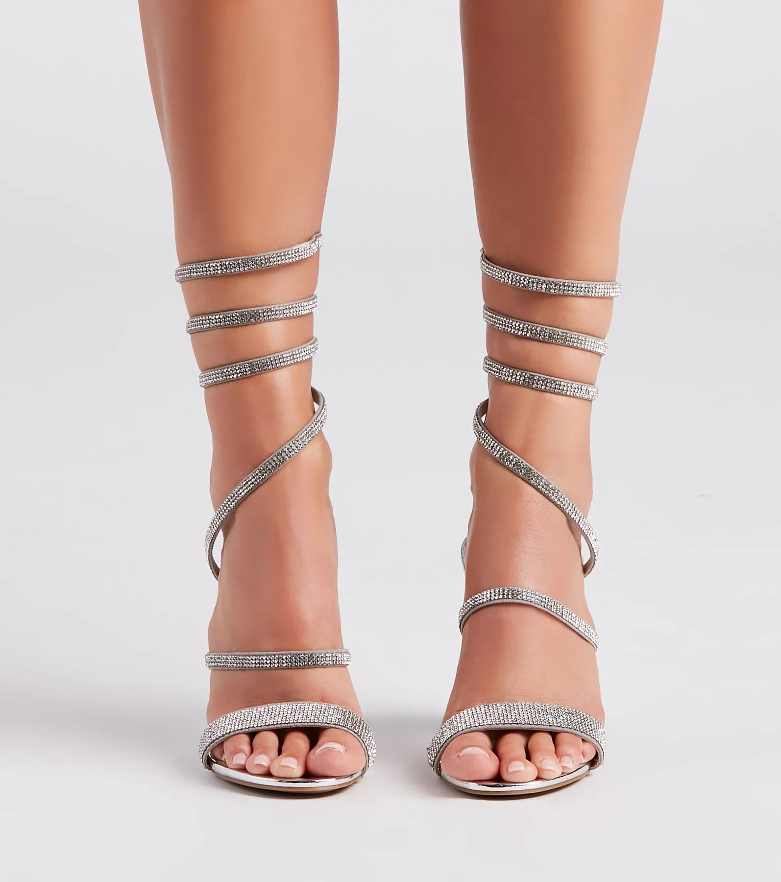 Fancy Gal Rhinestone Spiral Block Heels - Image 10