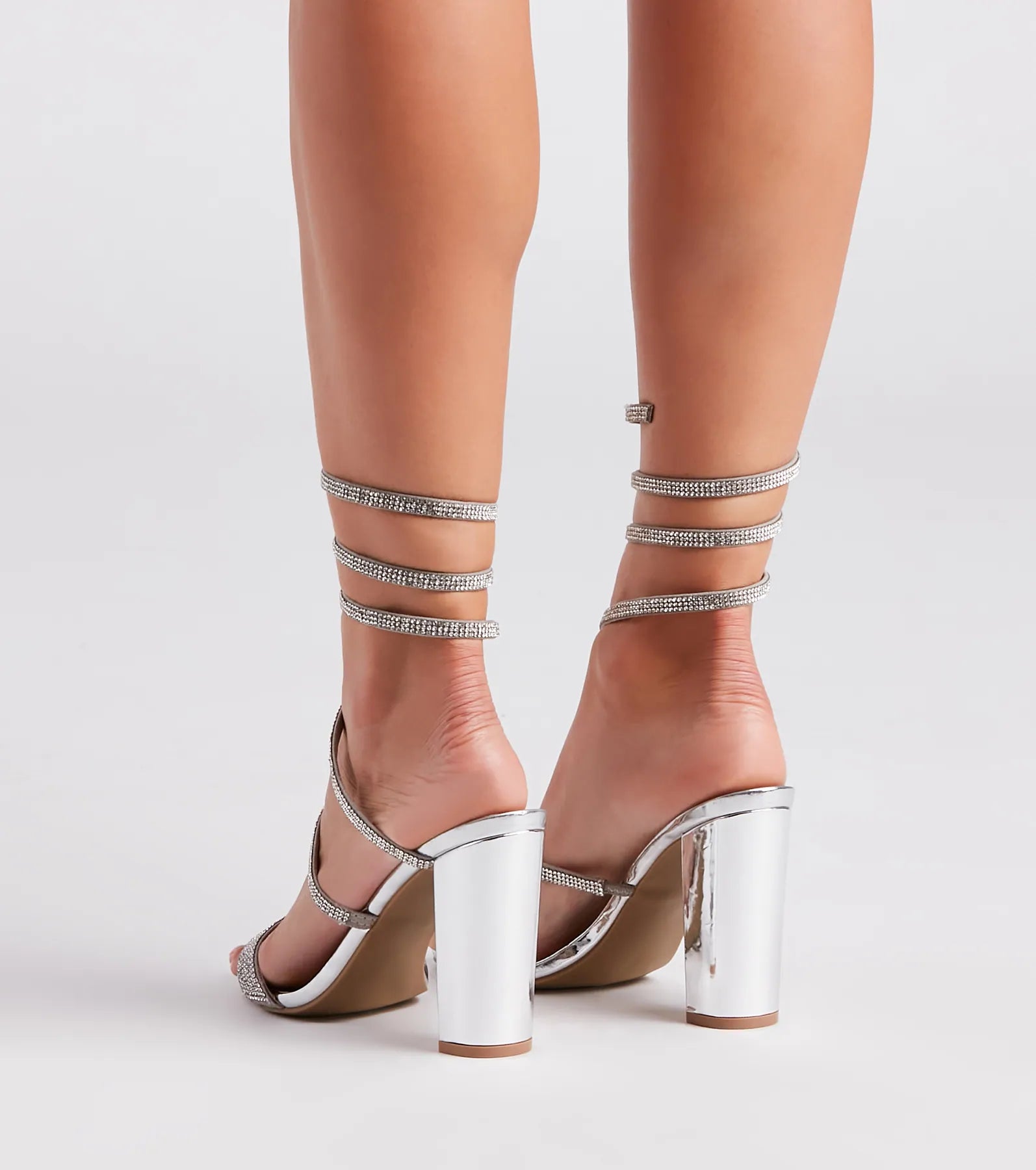 Fancy Gal Rhinestone Spiral Block Heels - Image 12