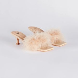 Diva Cutie Marabou Kitten Heel Mules