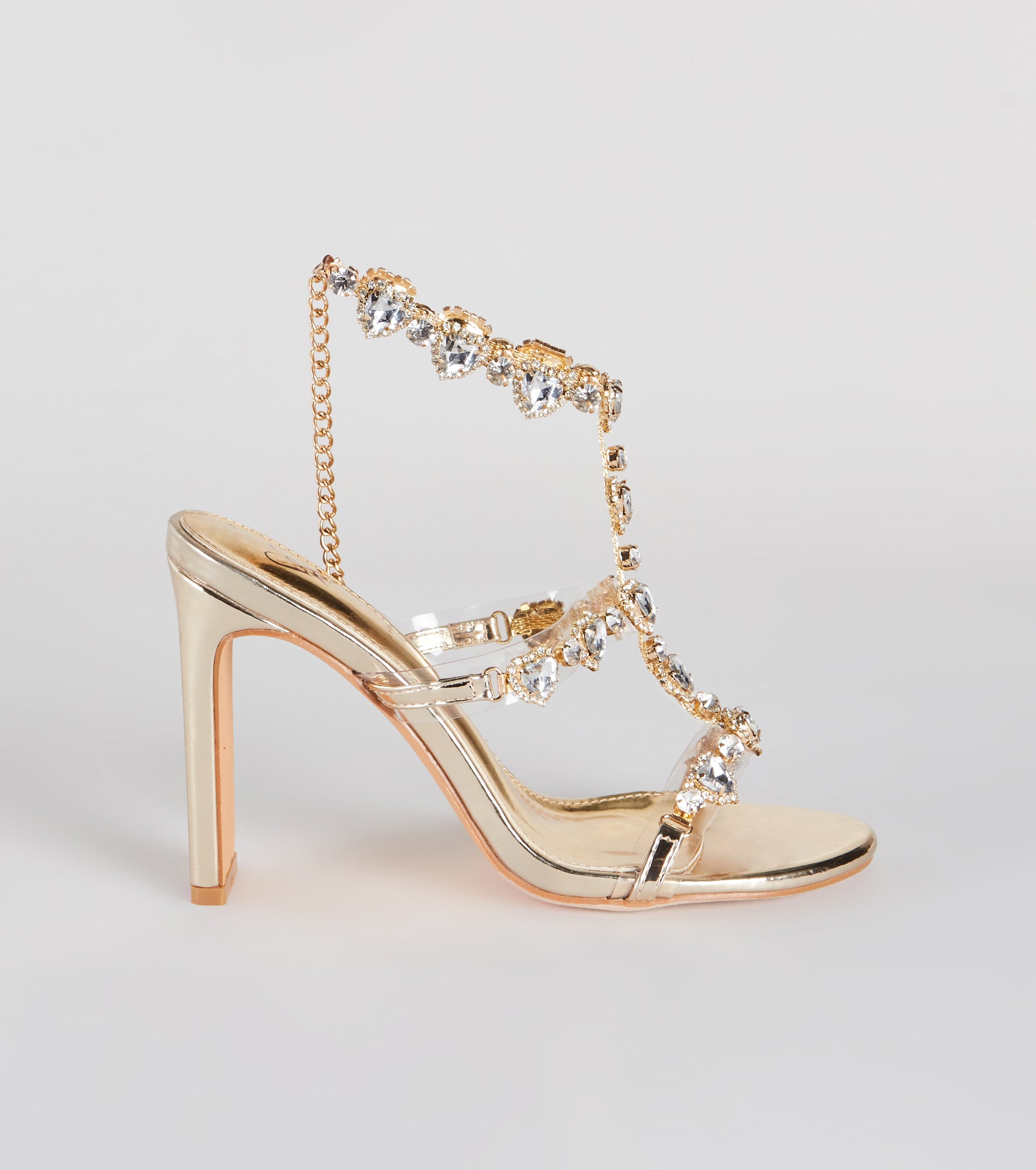 Uncovered Gemstone Metallic Block Heels - Image 2