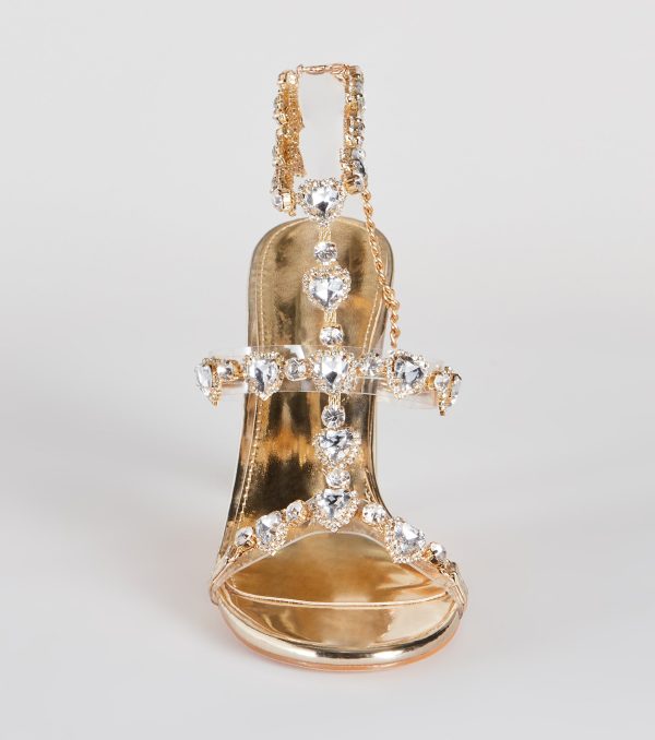 Uncovered Gemstone Metallic Block Heels - Image 3