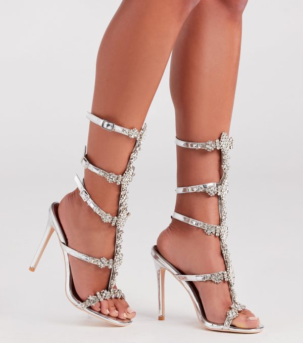 Made To Party Rhinestone Chrome Stiletto Heels - Image 2