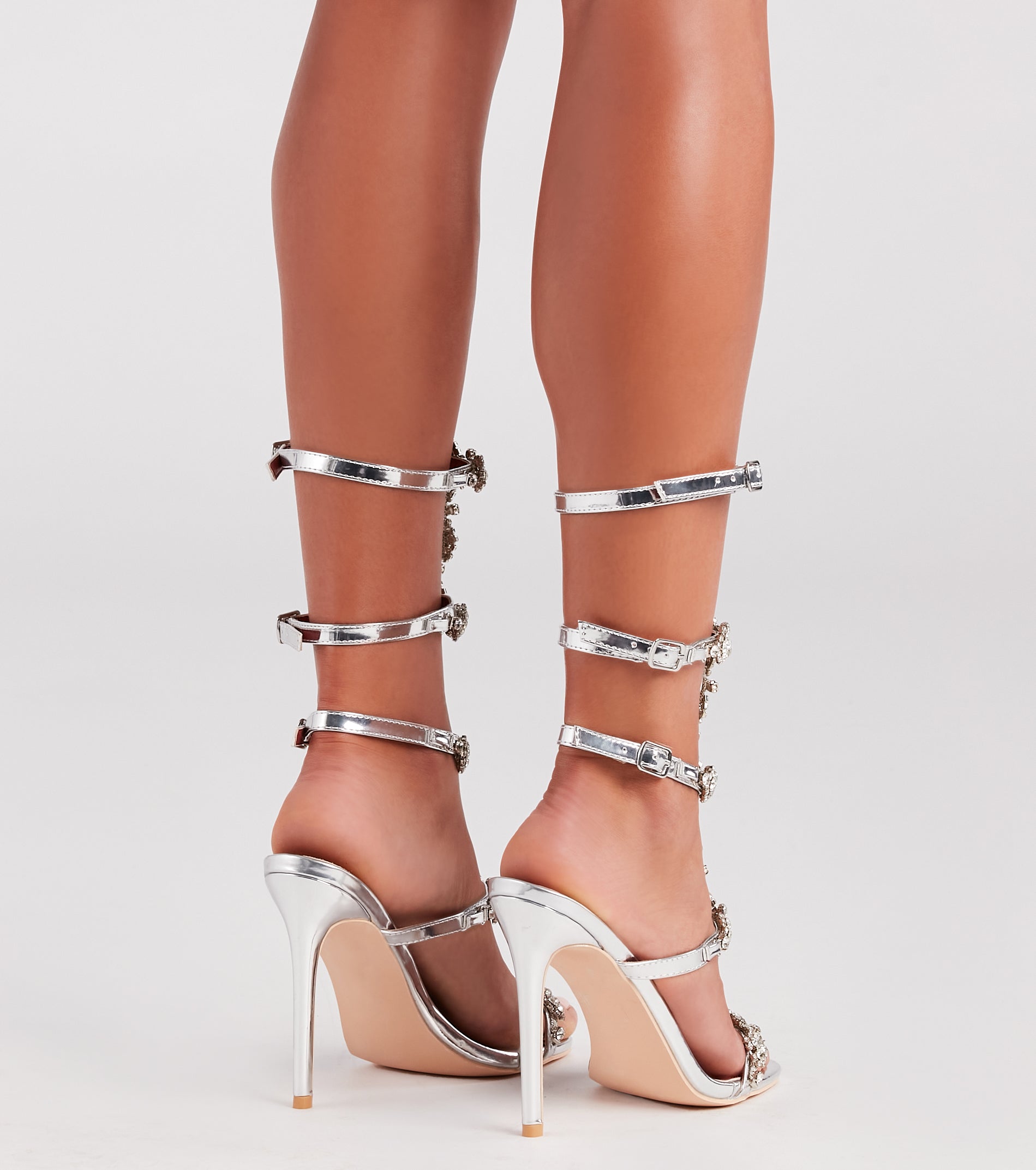 Made To Party Rhinestone Chrome Stiletto Heels - Image 3