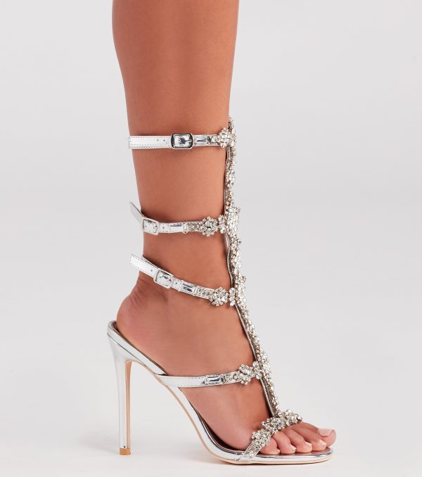 Made To Party Rhinestone Chrome Stiletto Heels - Image 4