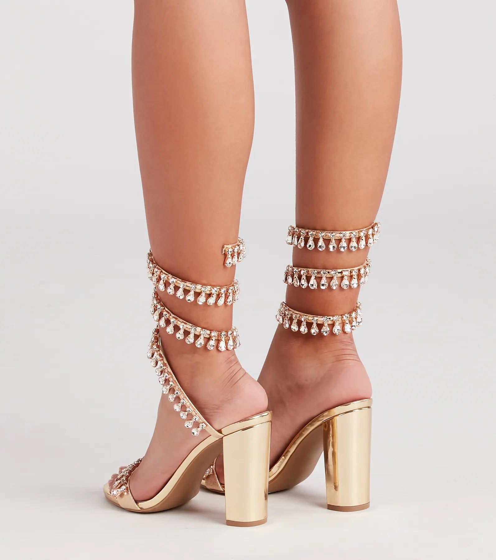 Ultimate Glamour Gemstone Spiral Block Heels - Image 4