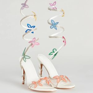 Fly Away Butterfly Applique Spiral Strap Heels