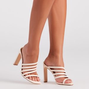 Raise The Bar Strappy Block Heel Mules
