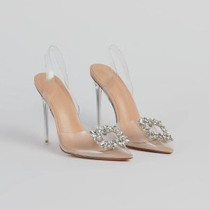 Elegant Luxe Rhinestone Brooch Stiletto Heels