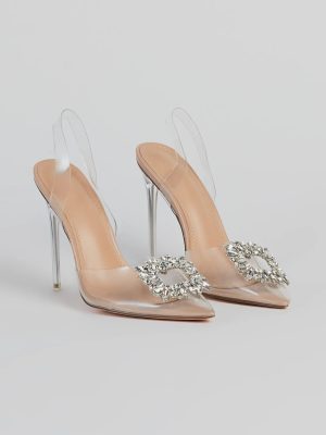 Elegant Luxe Rhinestone Brooch Stiletto Heels