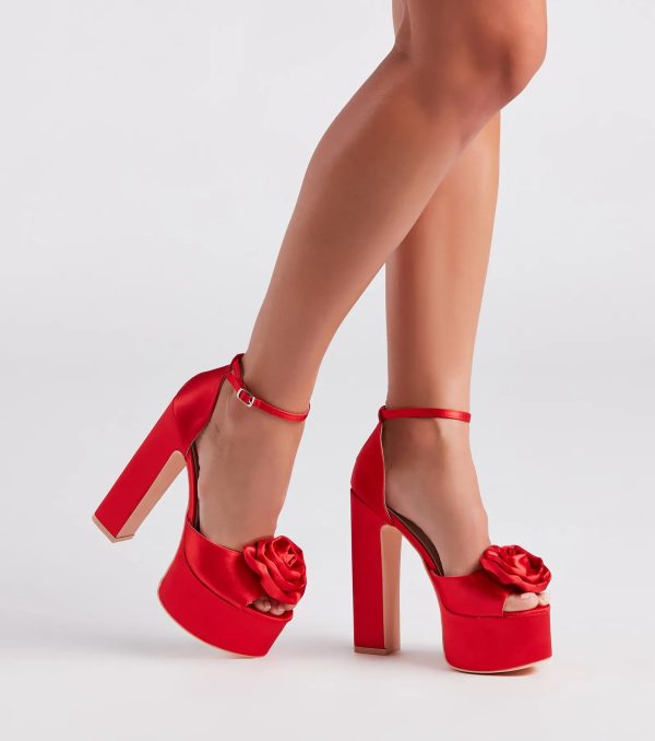 Fashion Strut Satin Rose Platform Heels - Image 5