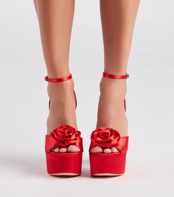Fashion Strut Satin Rose Platform Heels - Image 6