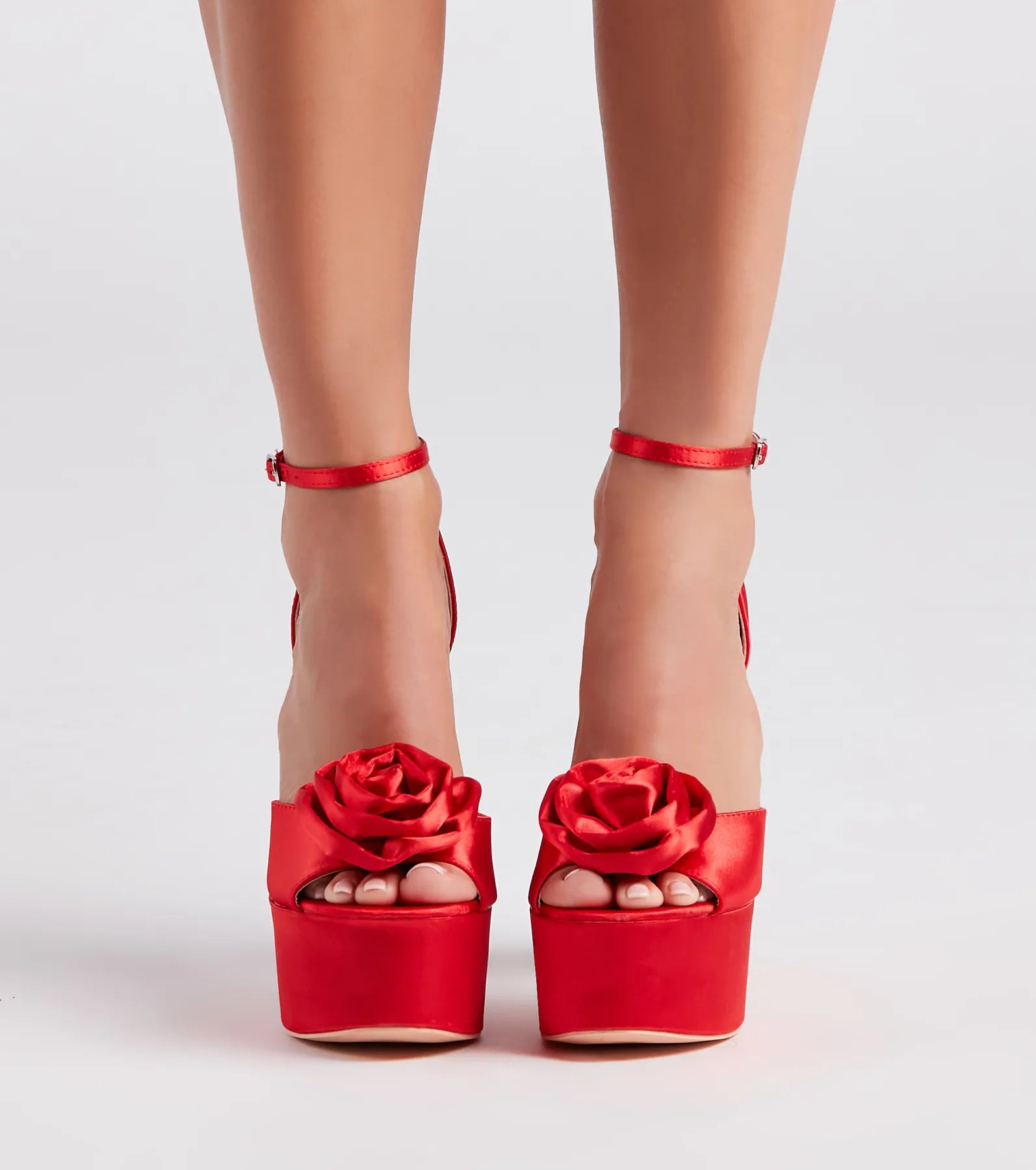 Fashion Strut Satin Rose Platform Heels - Image 6