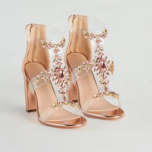 Gorgeous Glam Gemstone Metallic Block Heels