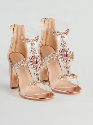 Gorgeous Glam Gemstone Metallic Block Heels