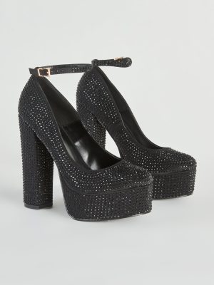 Glamour Queen Rhinestone Platform Pumps