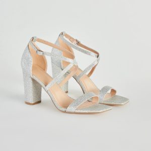About The Sparkle Glitter Mesh Block Heels