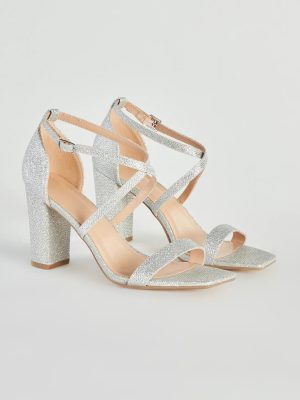 About The Sparkle Glitter Mesh Block Heels