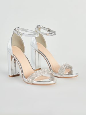 Mirrored Effect Rhinestone Metallic Heels