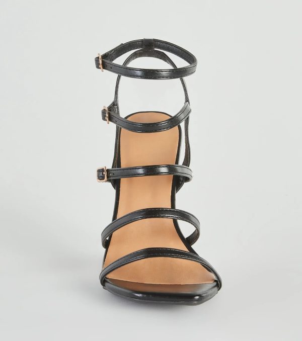 Oo La La Faux Leather Caged Stiletto Heels - Image 3
