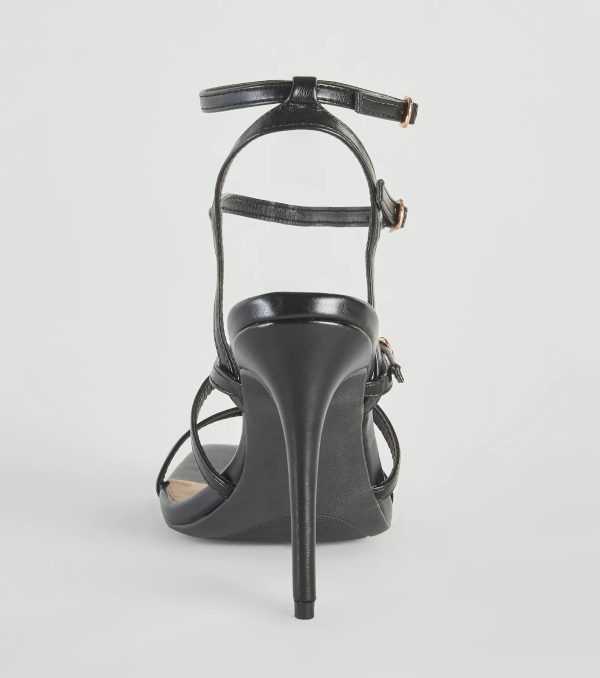 Oo La La Faux Leather Caged Stiletto Heels - Image 4