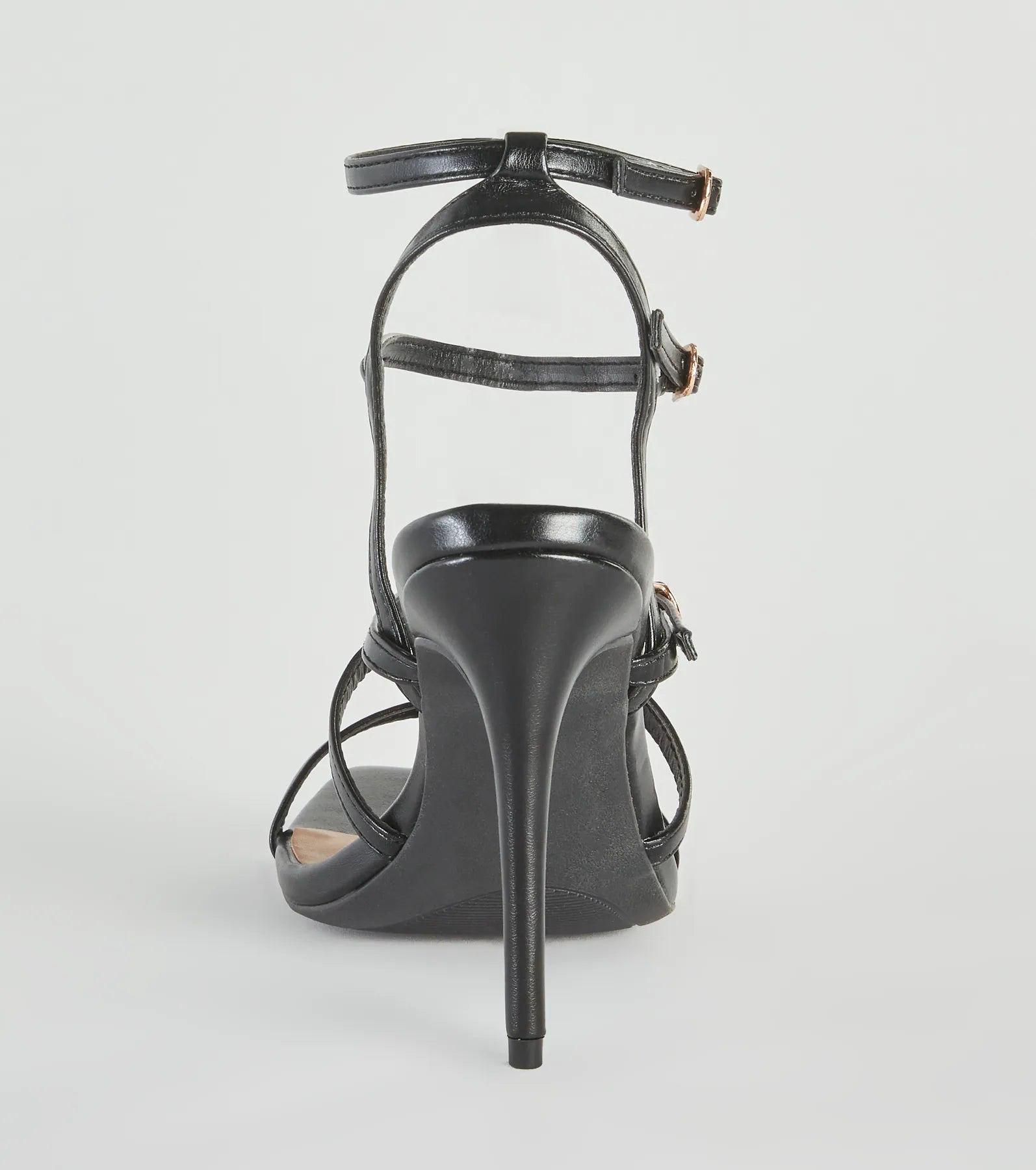 Oo La La Faux Leather Caged Stiletto Heels - Image 4