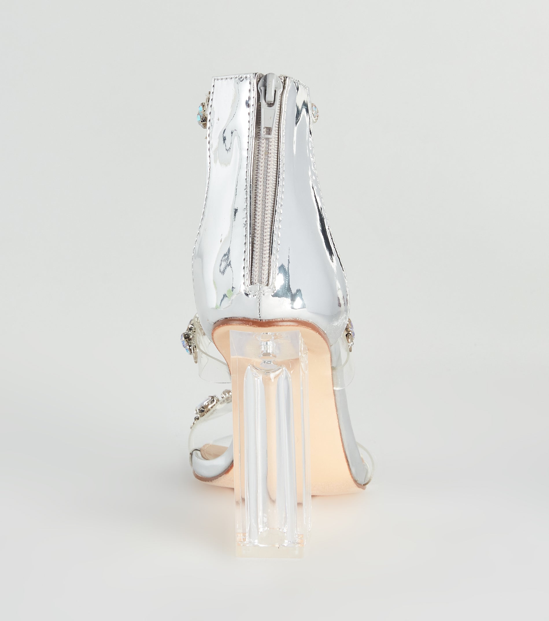 Iridescent Glow Gemstone Clear Block Heels - Image 4