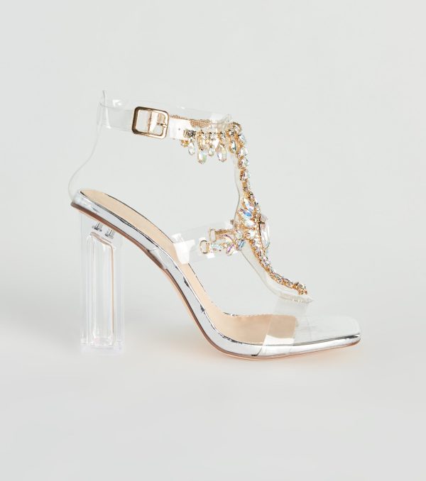 Midnight Glamour Iridescent Gemstone Clear Heels - Image 3