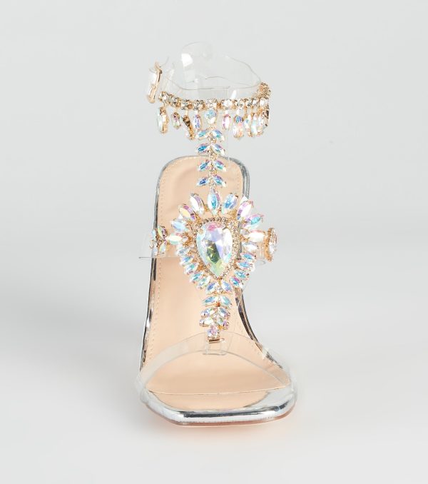 Midnight Glamour Iridescent Gemstone Clear Heels - Image 2