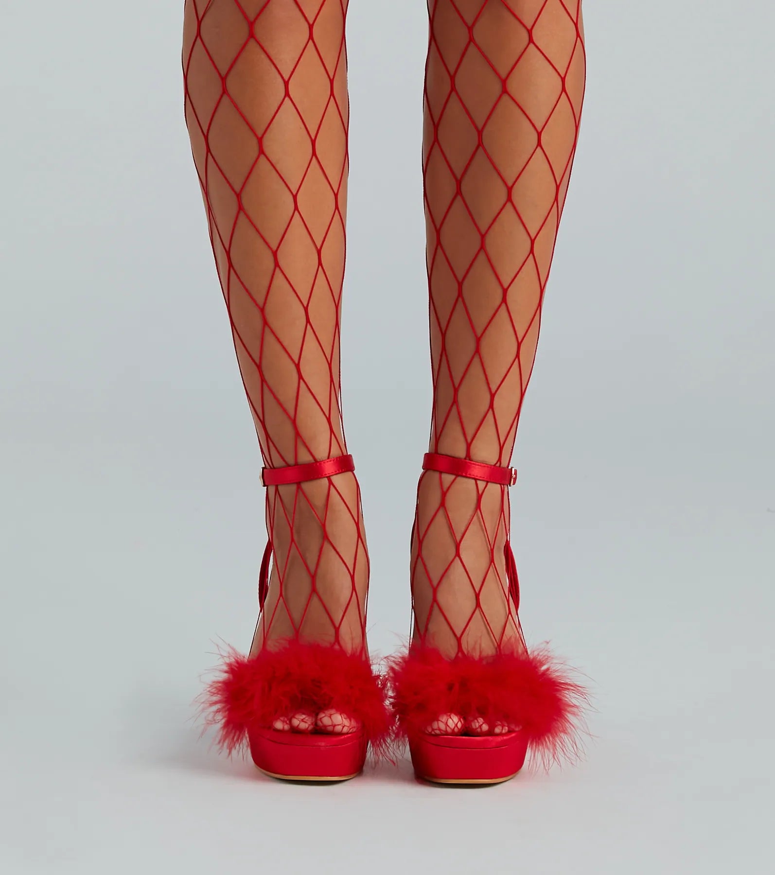 Make Em' Wink Marabou Platform Block Heels - Image 6