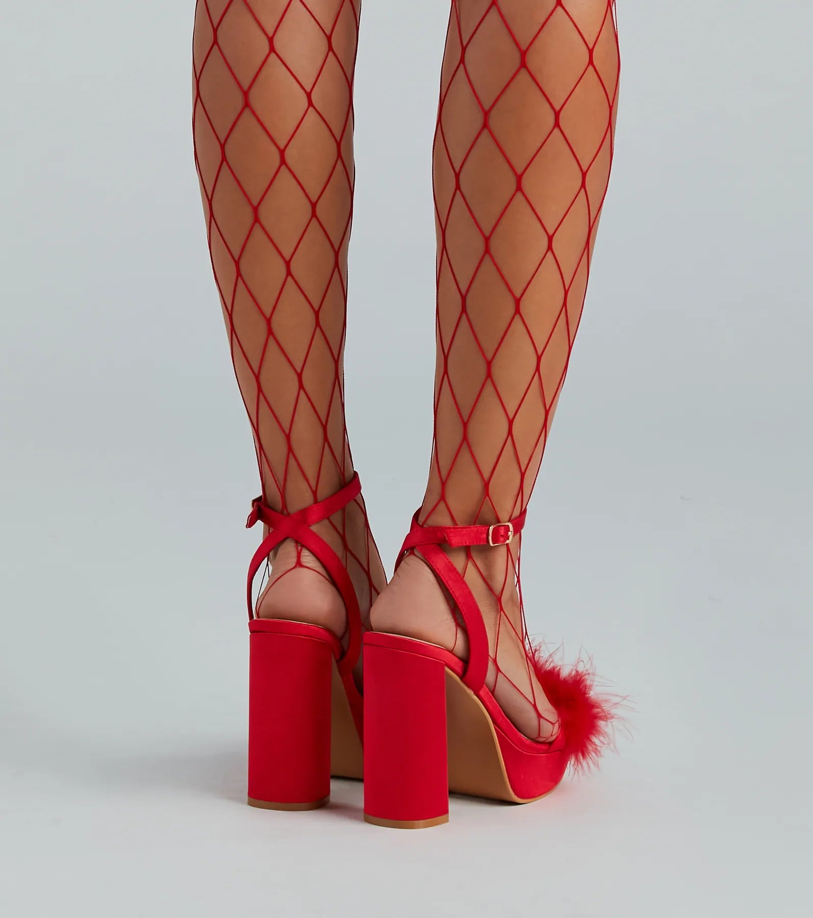 Make Em' Wink Marabou Platform Block Heels - Image 8