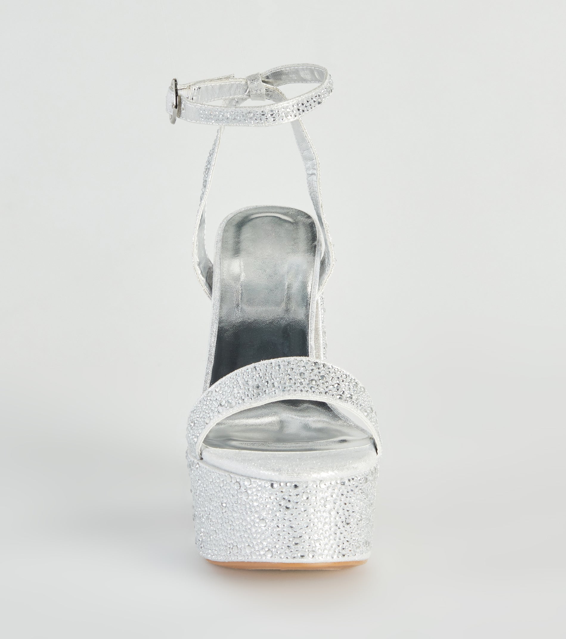 Amp Up The Glam Rhinestone Chrome Platform Heels - Image 3