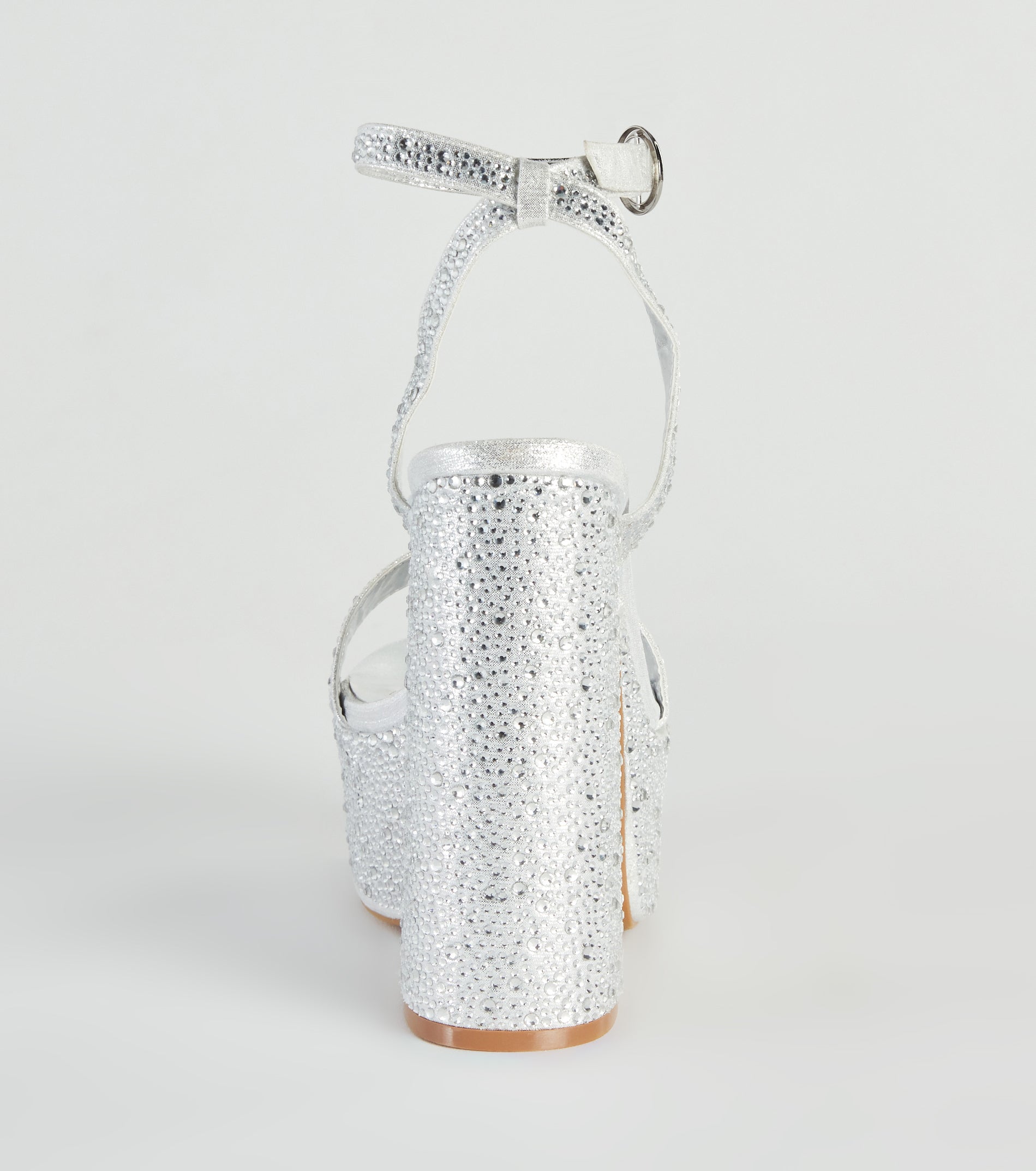 Amp Up The Glam Rhinestone Chrome Platform Heels - Image 4