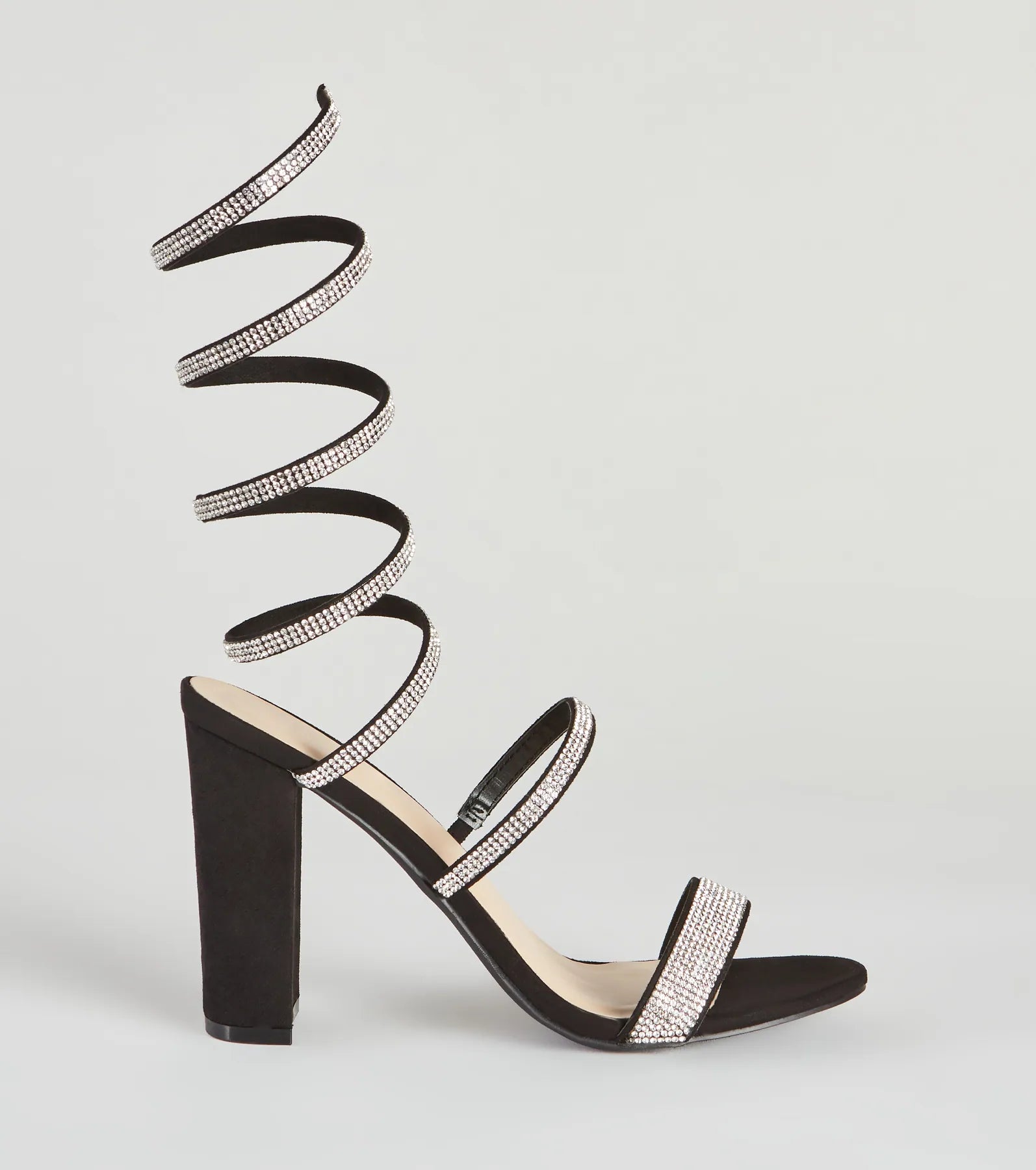 Fancy Gal Rhinestone Spiral Block Heels - Image 6