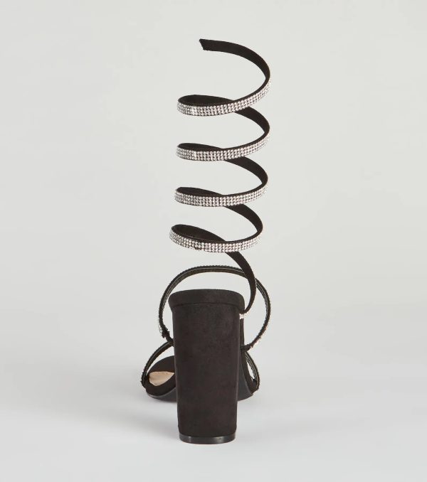 Fancy Gal Rhinestone Spiral Block Heels - Image 8