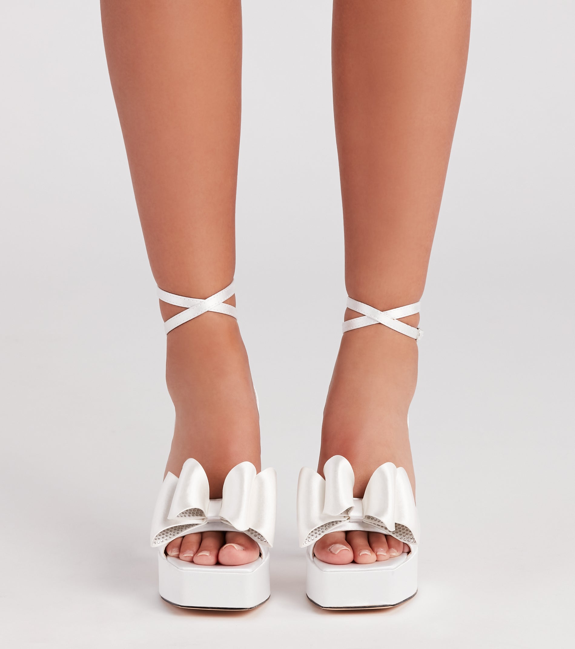Time To Be Fab Satin Bow Platform Heels - Image 2