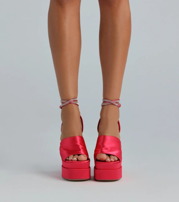 RSVP Yes Satin Platform Rhinestone Trim Heels - Image 2