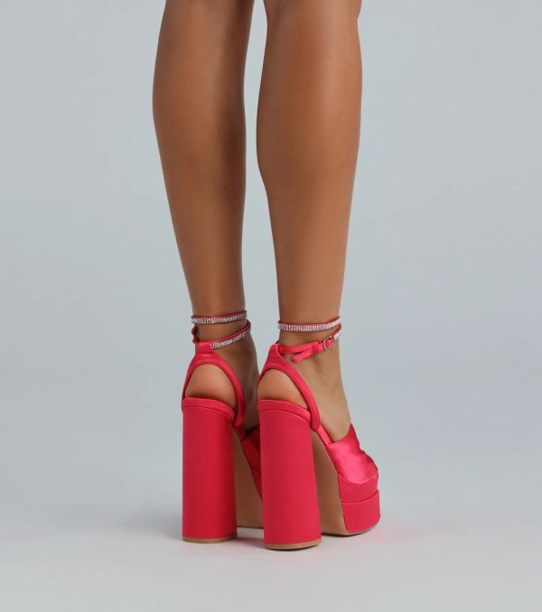 RSVP Yes Satin Platform Rhinestone Trim Heels - Image 4