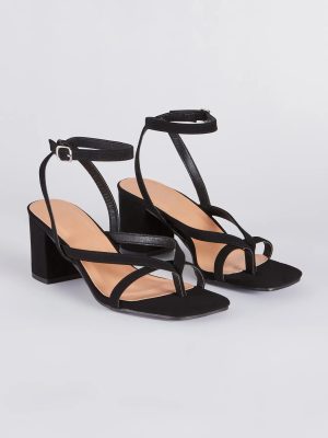 Stepping Out Nubuck Strappy Block Heels