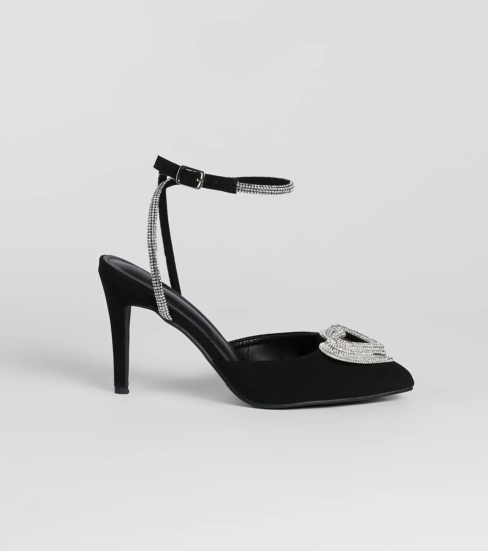Heart Song Rhinestone Satin Stiletto Pumps - Image 2