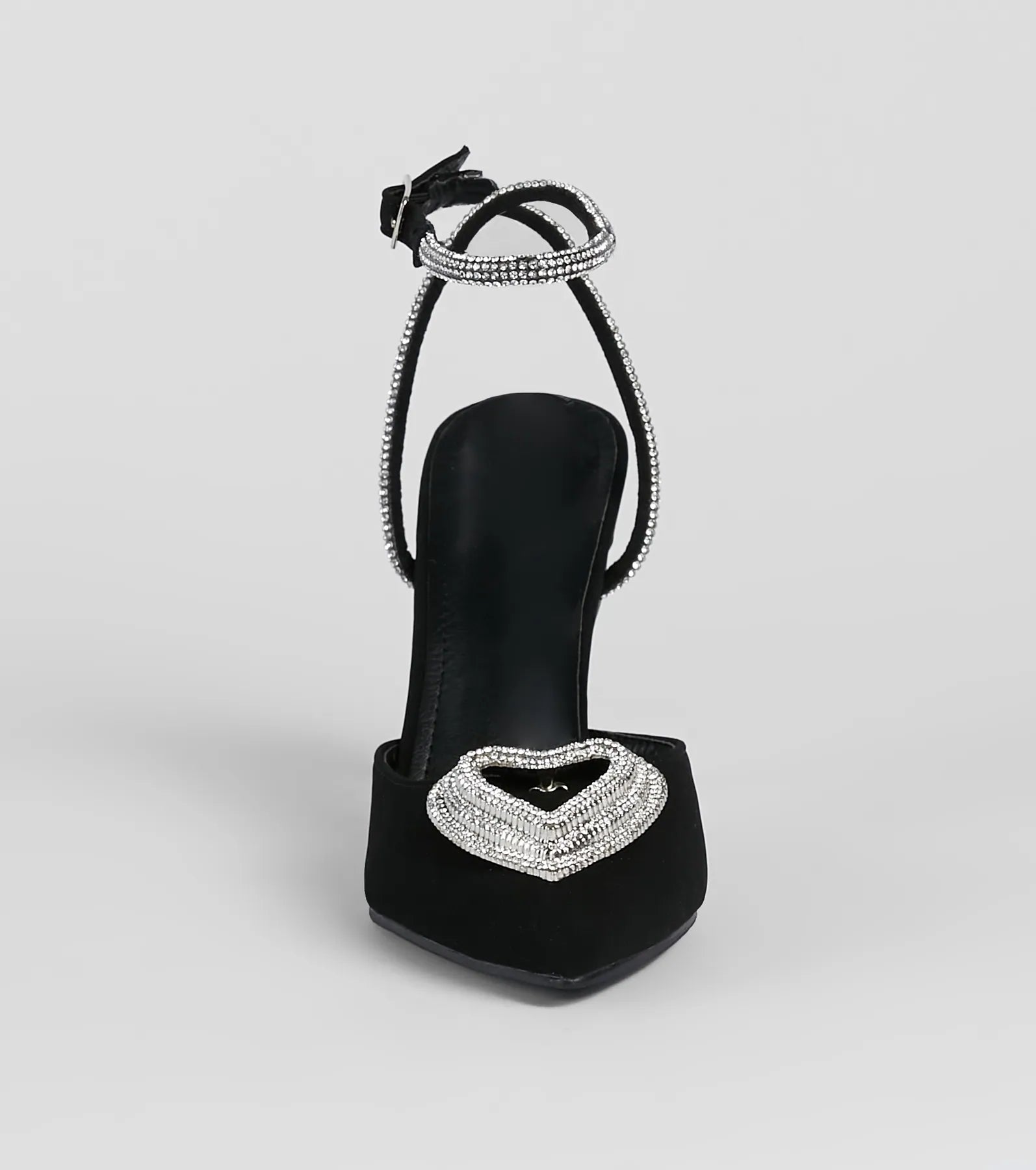 Heart Song Rhinestone Satin Stiletto Pumps - Image 3