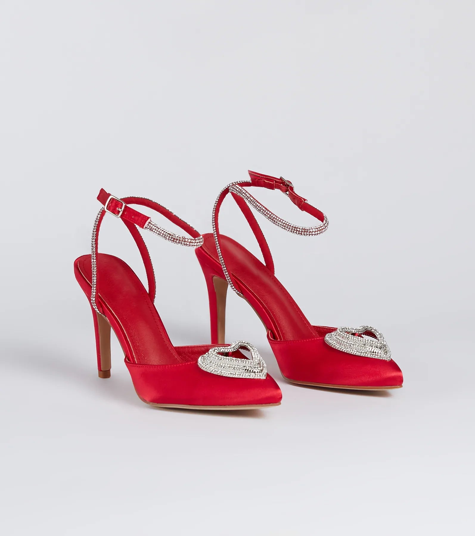 Heart Song Rhinestone Satin Stiletto Pumps - Image 5