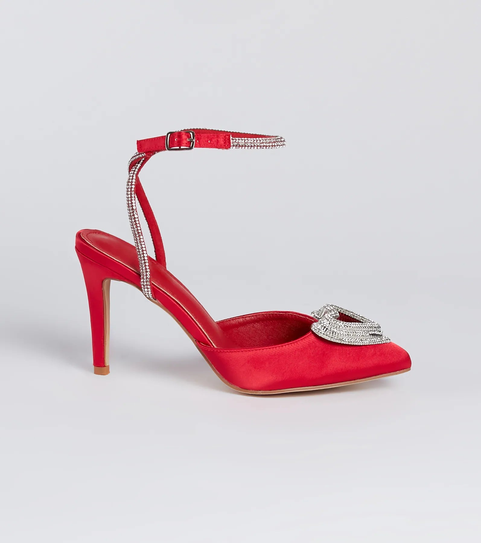 Heart Song Rhinestone Satin Stiletto Pumps - Image 6