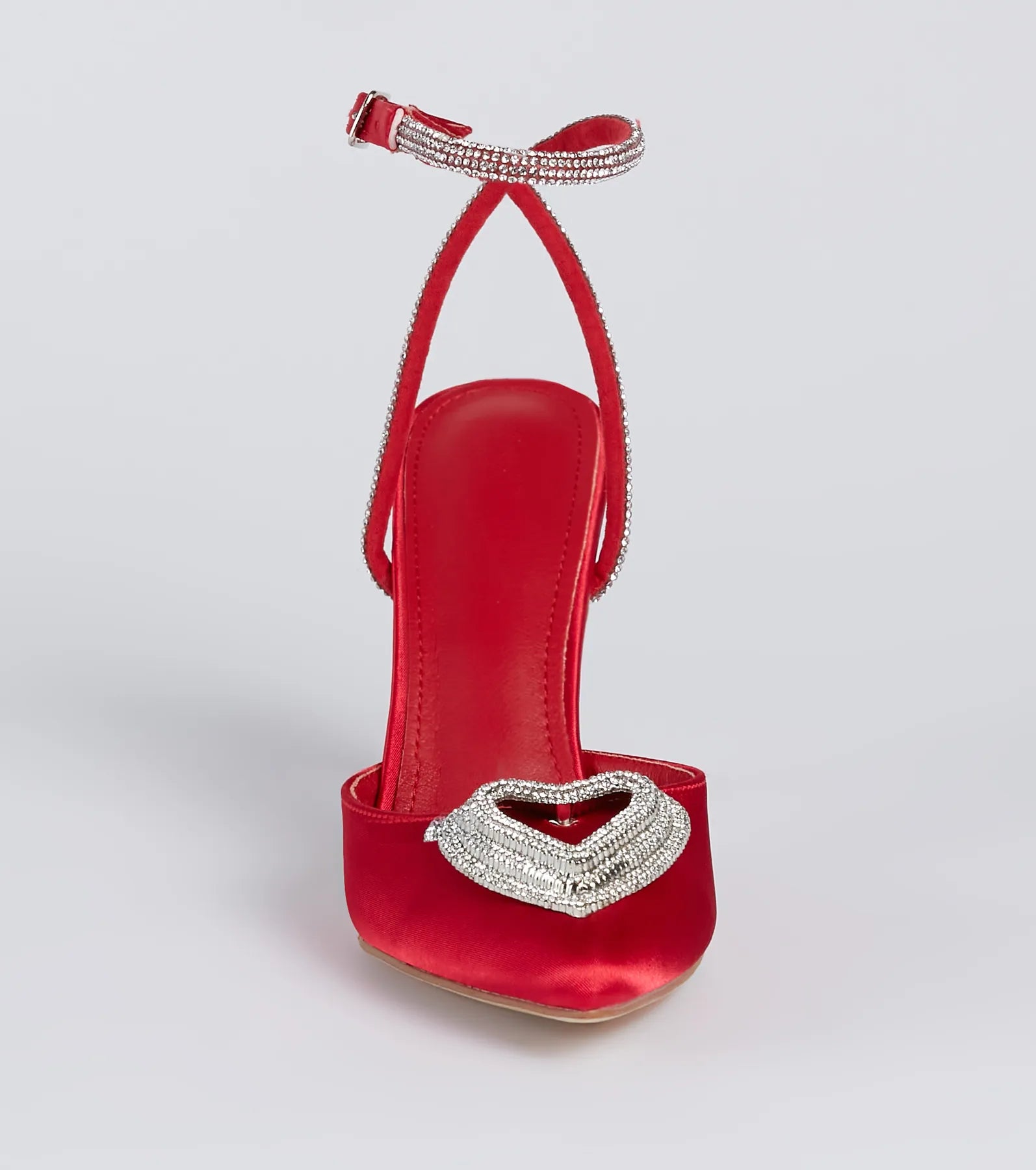 Heart Song Rhinestone Satin Stiletto Pumps - Image 7