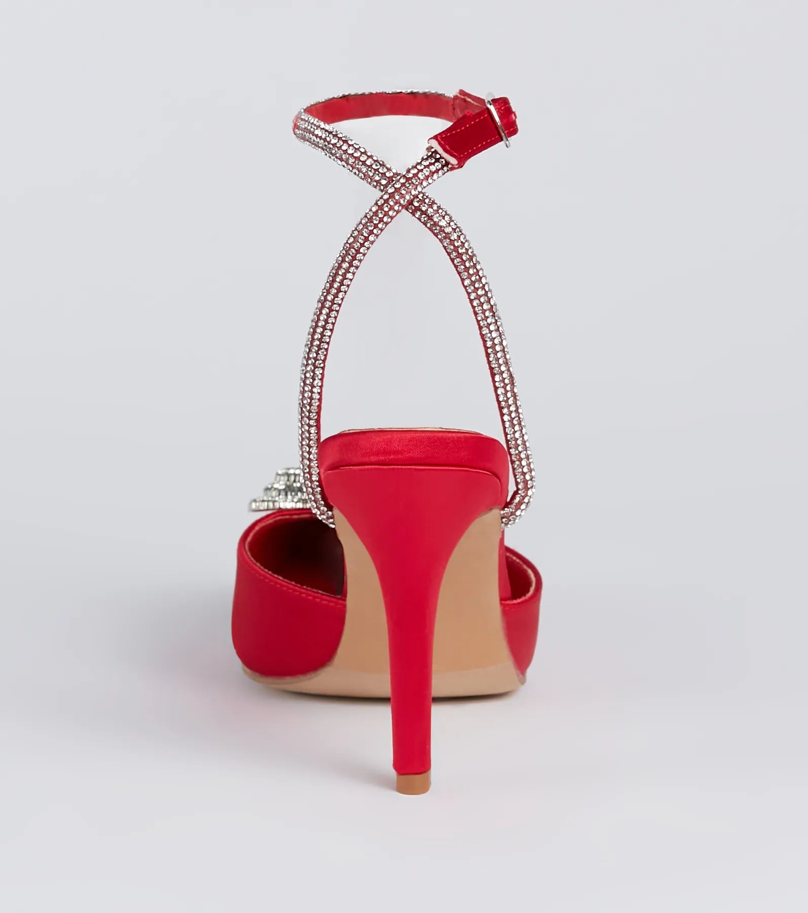 Heart Song Rhinestone Satin Stiletto Pumps - Image 8